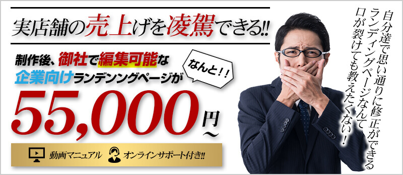 実店舗の売り上げを凌駕できる！企業向けランデンングページが55000円～