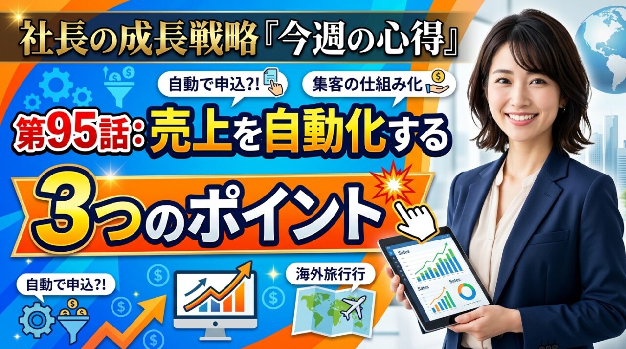 社長の成長戦略『今週の心得』第95話:売上を自動化する3つのポイント