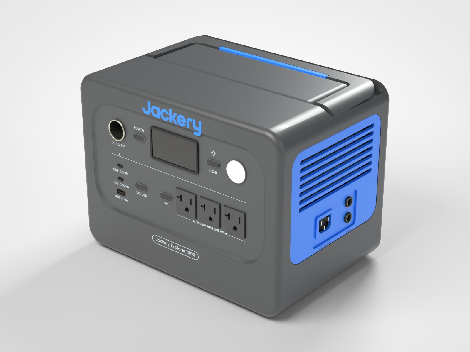 3DCG制作したポータブル電源の青色のカラーバリエーション